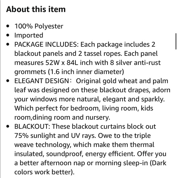 Grayish White with Gold Flower Drapes 52W X 82L (2 panels per package) NEW! - Picture 6 of 7